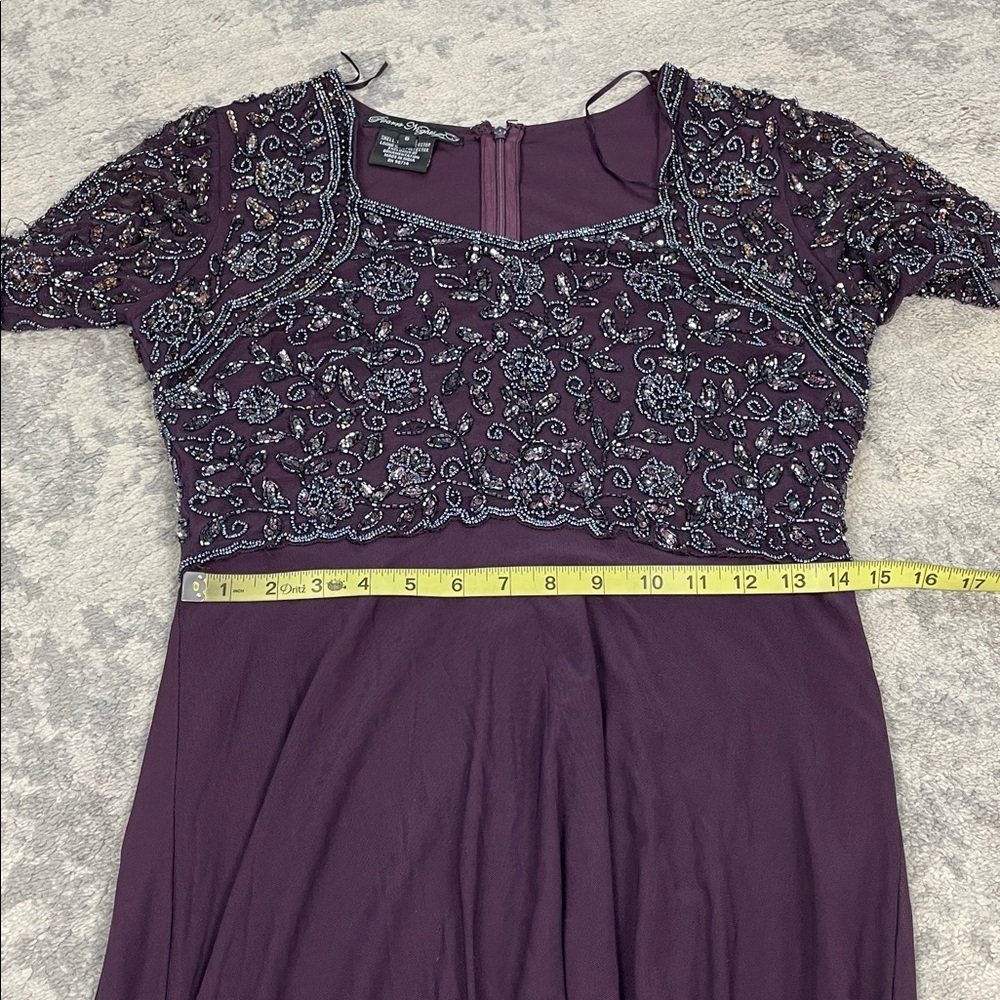 Pisarro Nights Beaded Bodice A Line Gown Maxi Dress Wine Purple Sz 6 - Picture 10 of 13